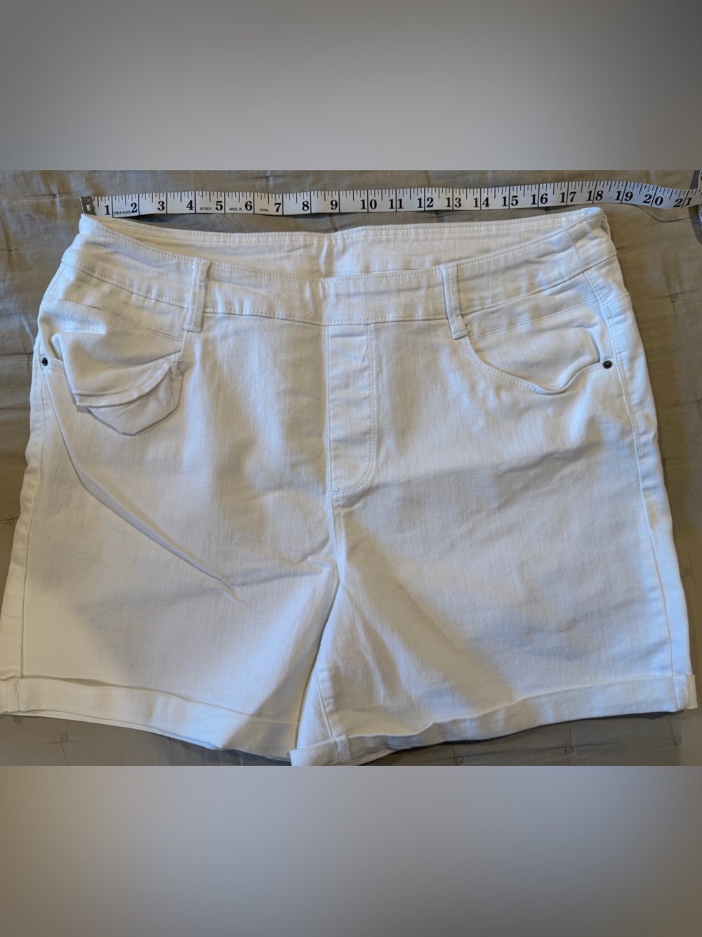Time and Tru White High Waisted Shorts